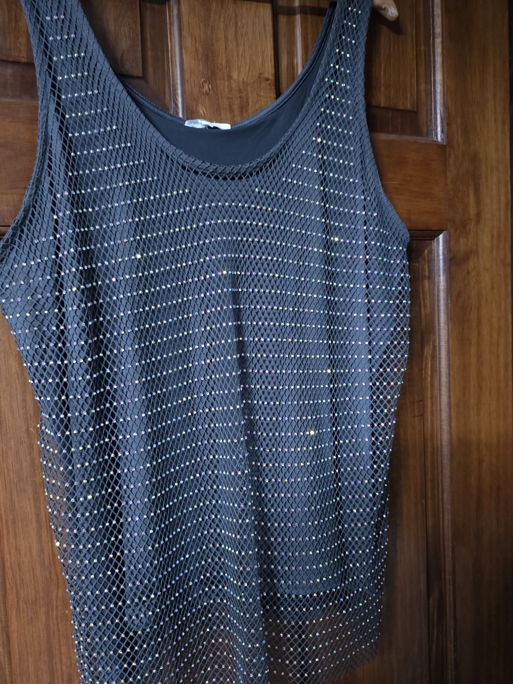 Maurices Black Mesh Tank with Iridescent Sparkle